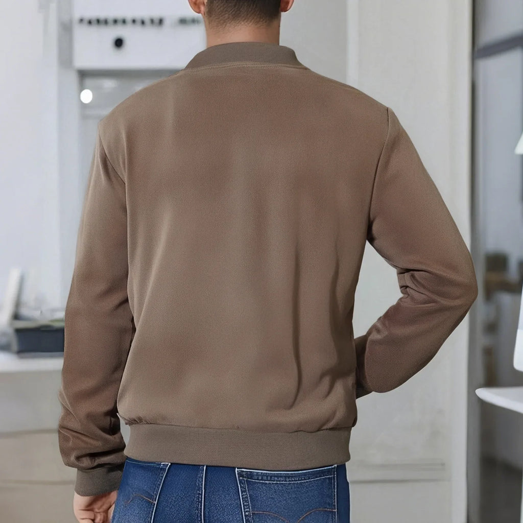 American Style Men's Suede Jacket Zipper Long Sleeve Casual Outerwear Spring Autumn Fashionable Open Cardigan Coat