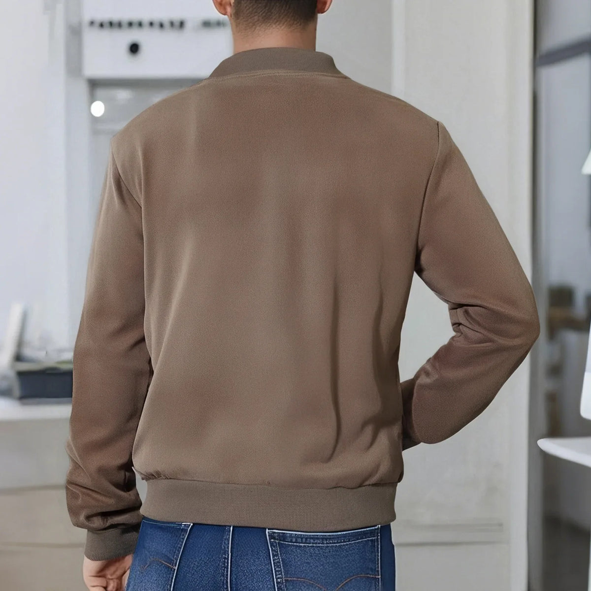 American Style Men's Suede Jacket Zipper Long Sleeve Casual Outerwear Spring Autumn Fashionable Open Cardigan Coat