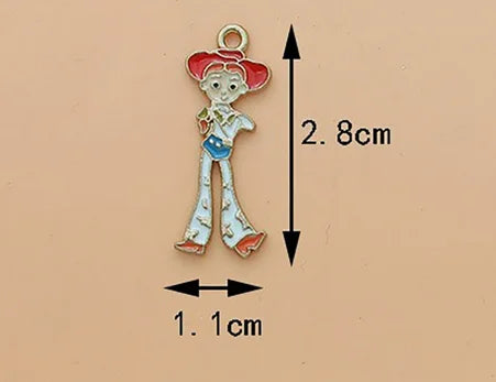 10pcs Cartoon Charm for Jewelry Making Enamel Necklace Keychain Phone Pendant Diy Accessories Alloy Metal Gold ﻿