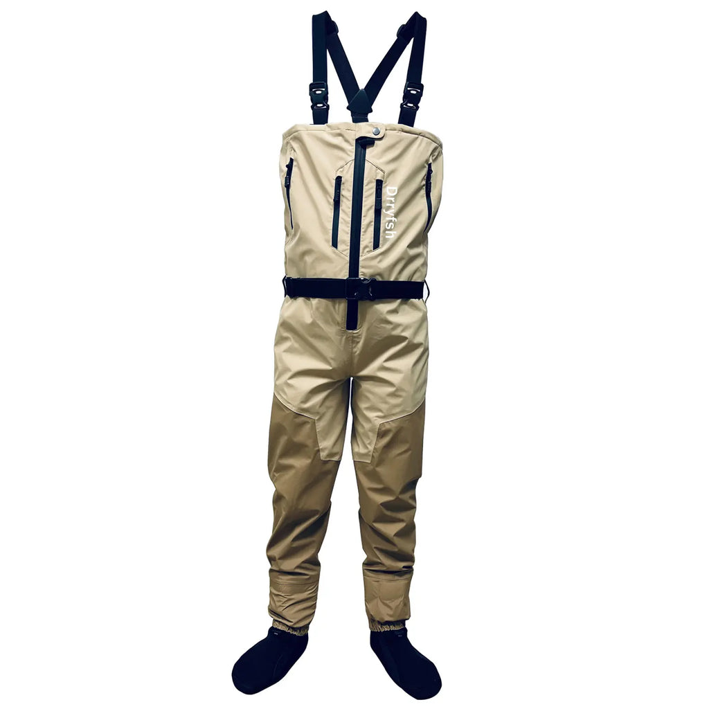 Zip-front Breathable Stout Chest Fishing Waders Waterproof Zippered Big and Tall Stockingfoot Wading Pants for Men,Welding Seam