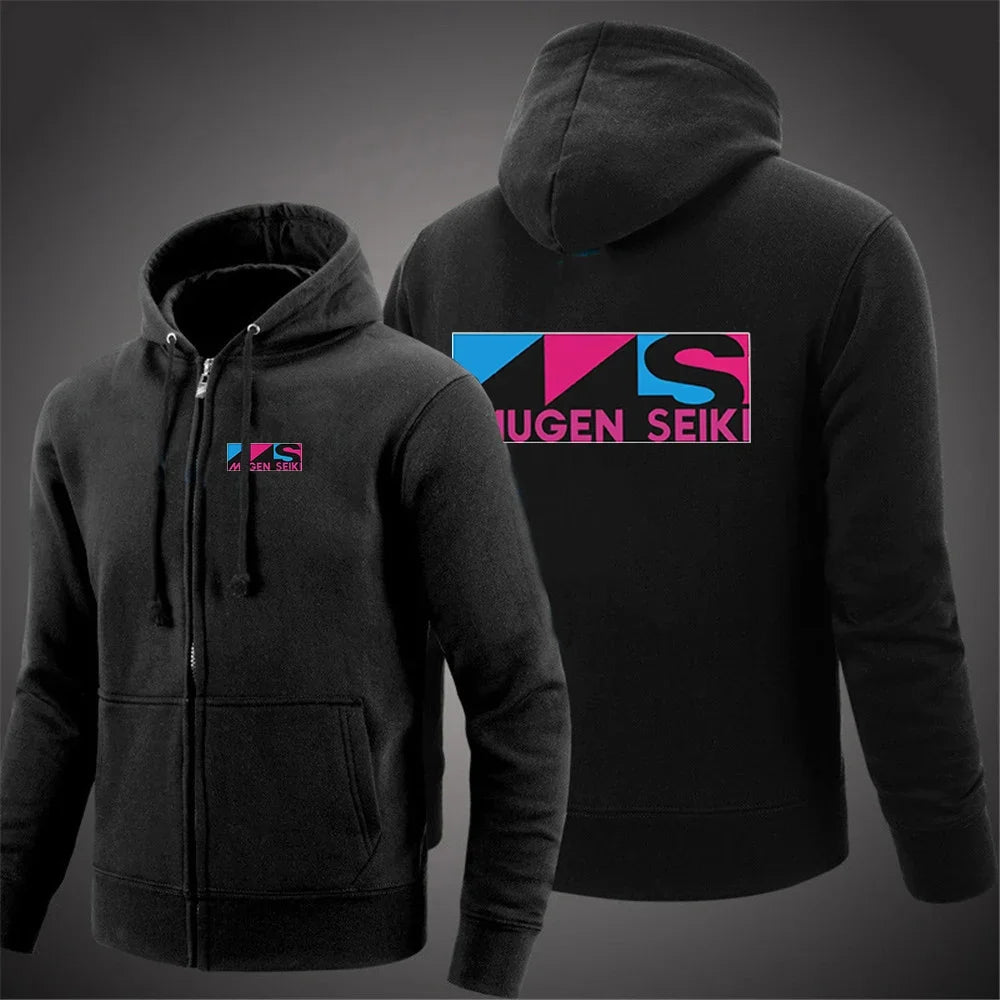 2025 Solid Color Hoodie Spring and Autumn Comfortable Jacket Men's Mugen Seiki Logo Printed Casual Hoodie Zipper Hoodie