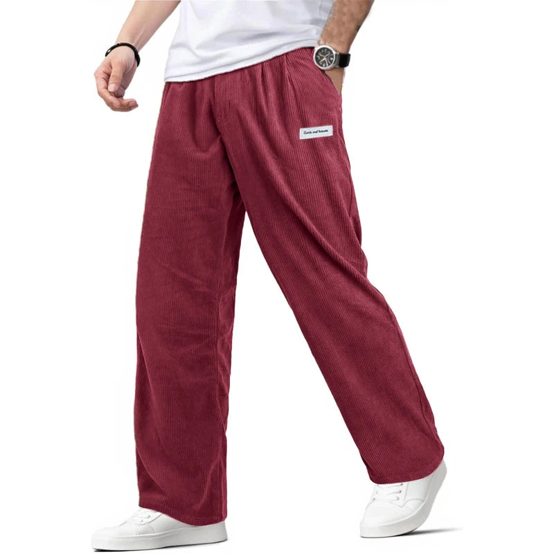 Mens Corduroy Baggy Pants Vintage Casual Pants for Men Outdoor Work Pants Autumn Elastic Waist Drawstring Sweatpants Trousers
