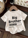 Cute and Fun Kids' Clothing "Big Brother" Loading  Graphic T-Shirt Creative Printed Short-sleeve Crewneck Tops for Boys