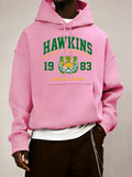 Hawkins High School 1983 Prints Men Hoodie Autumn Pocket Sportswear Loose Fleece Pullover 14 Colour Unisex Simple Long Sleeve