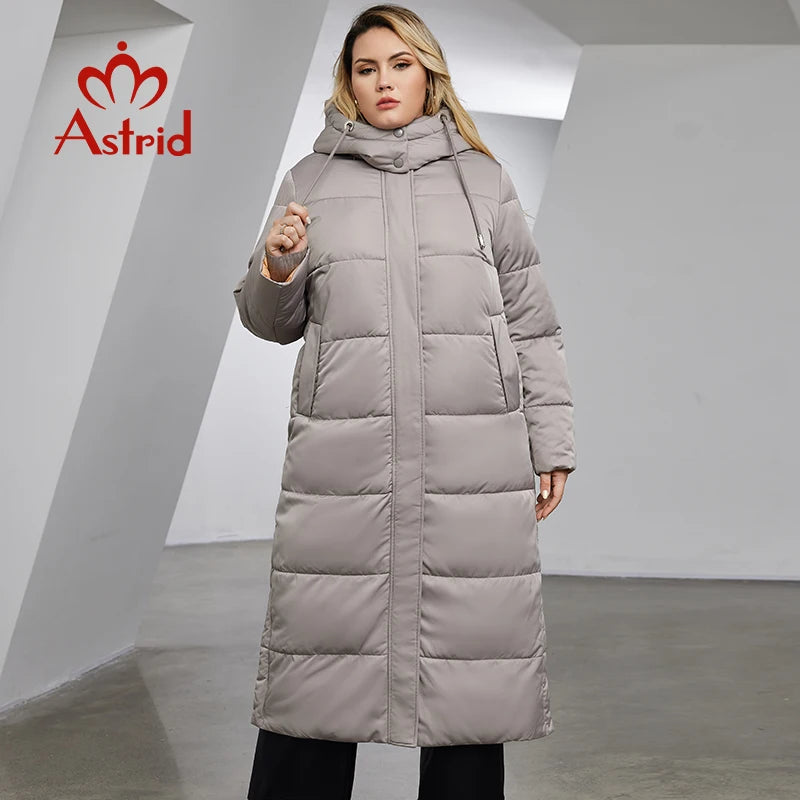 Astrid Winter Jacket Women 2023 Casual Plus Size Coat Long Warm Fashion Stitching Oversize Hooded Women's Parka Female Clothing