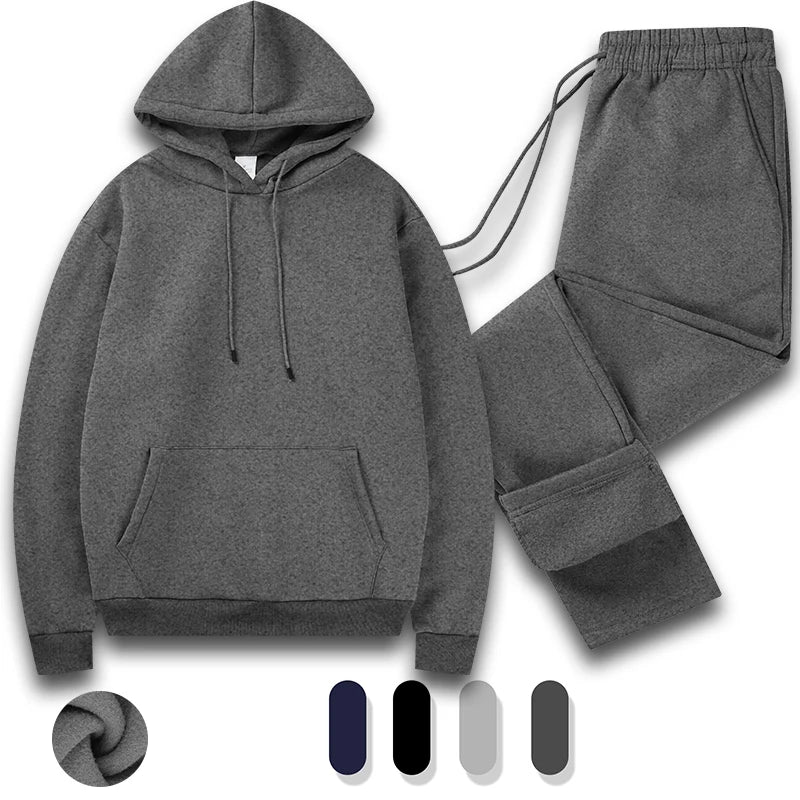 Tracksuit Men 2 Piece Set Big and Tall Long Sleeve Hooded Activewear Suits Gym Workout Training Stretchy Outfits