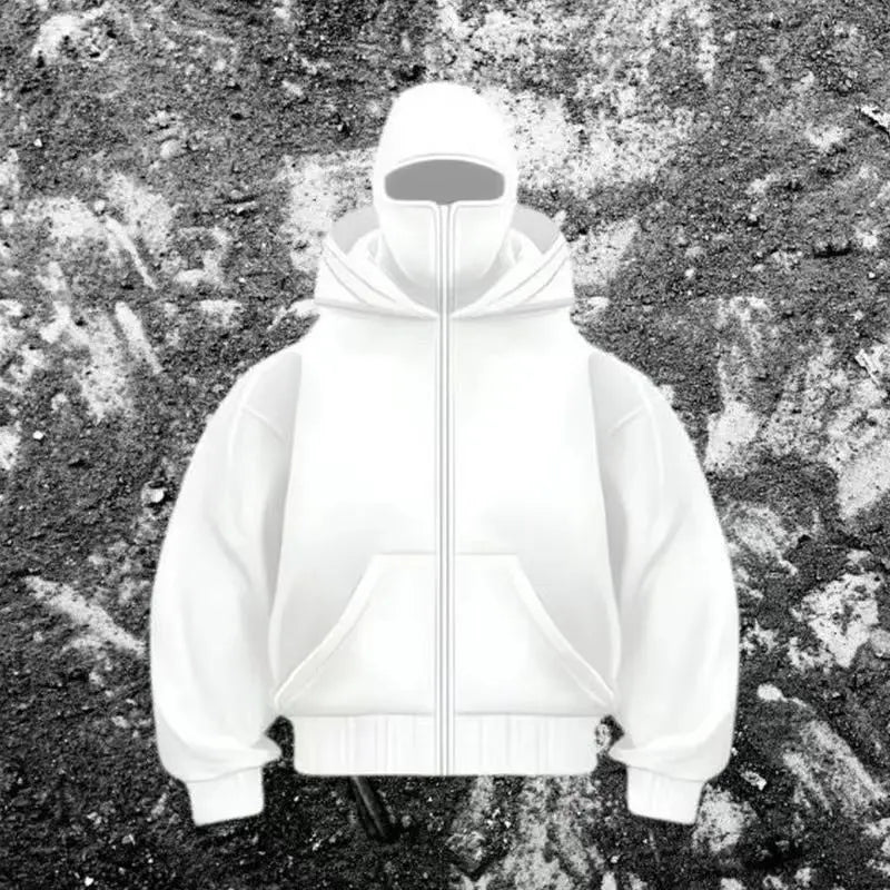 2025 Men Balaclava Y2K Gothic Harajuku Winter New Item Double Hooded Sweatshirt Autumn Men's Hooded Mask Zipper Sportswear Women
