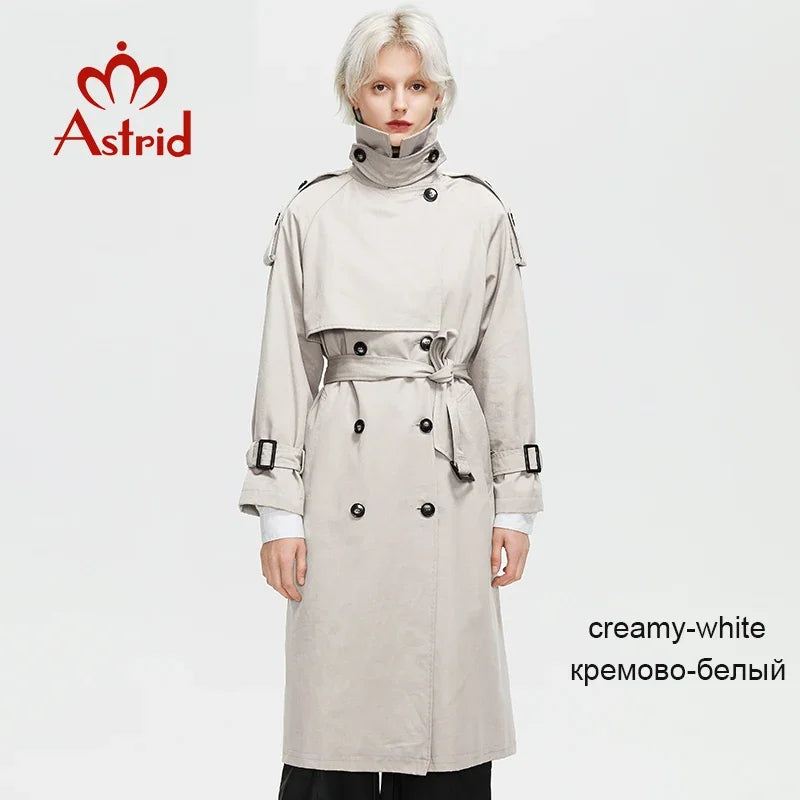 Astrid 2024 Spring Autumn Long Women's Trench Coat Plus Size Windbreaker Double-Breasted Belted Outerwear Overcoat Female Jacket