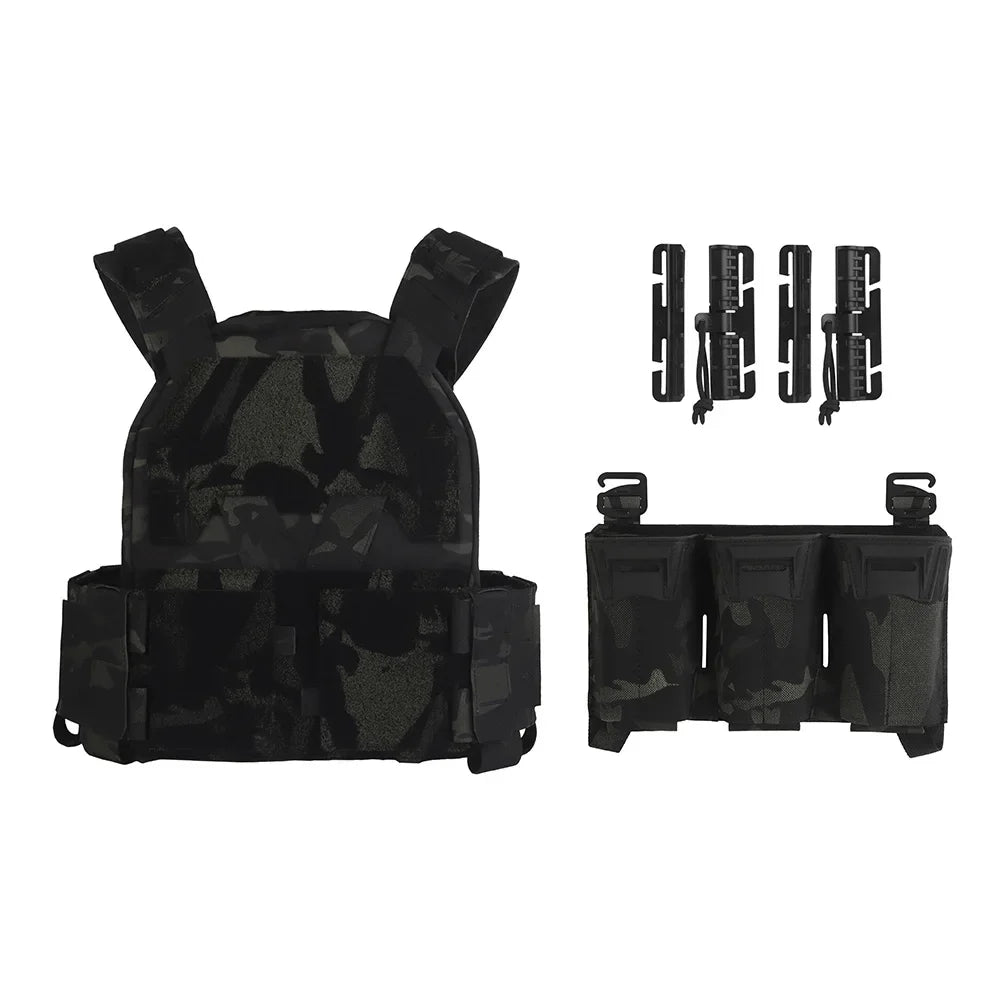 Tactical Sub-Zero Plate Carrier Airsoft Hunting Vest with MultiCaliber 9MM 6Pcs Long Mag/5.56 Triple Magazine Pouch