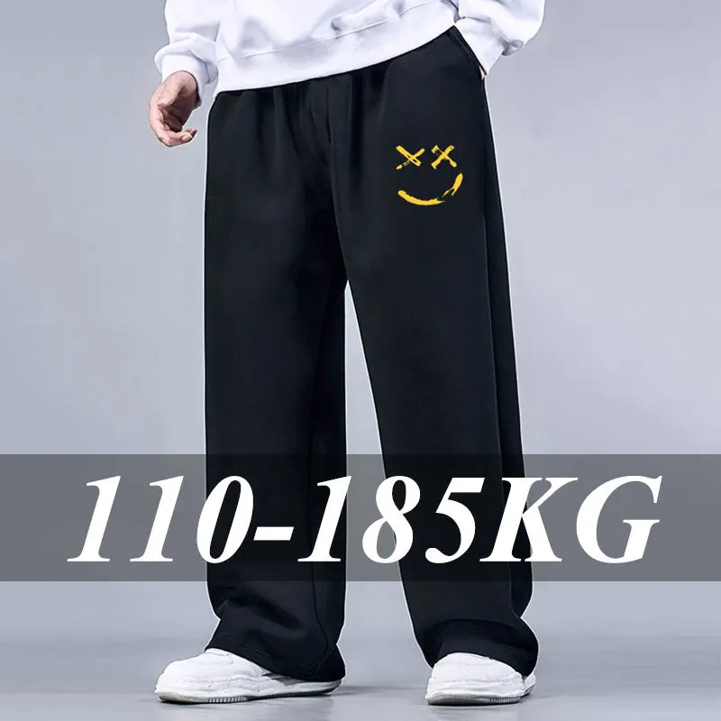 Spring Autumn Multi-Pockets Sweatpants Men Drawstring Waist Sportswear Casual Track Pants Plus Size Loose Straight Trousers 7XL