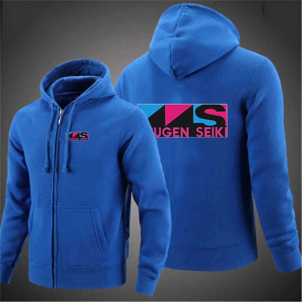 2025 Solid Color Hoodie Spring and Autumn Comfortable Jacket Men's Mugen Seiki Logo Printed Casual Hoodie Zipper Hoodie