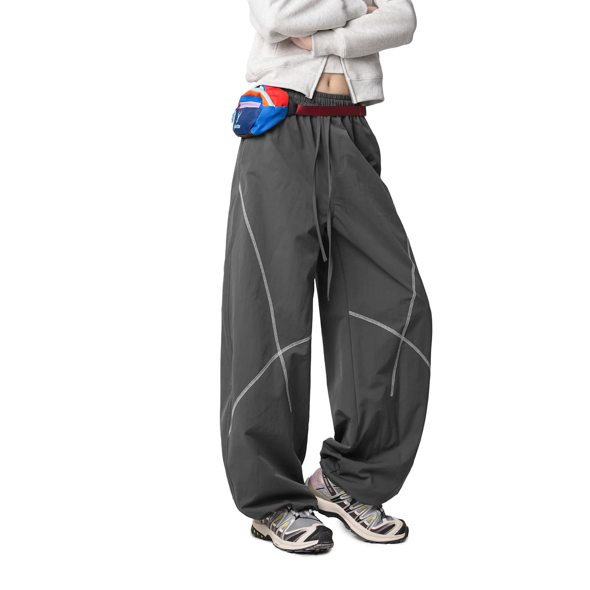 American High Street Thickened Fleece Lined Straight Leg Sporty Casual Pants Autumn Winter Unisex Wide Leg Pants