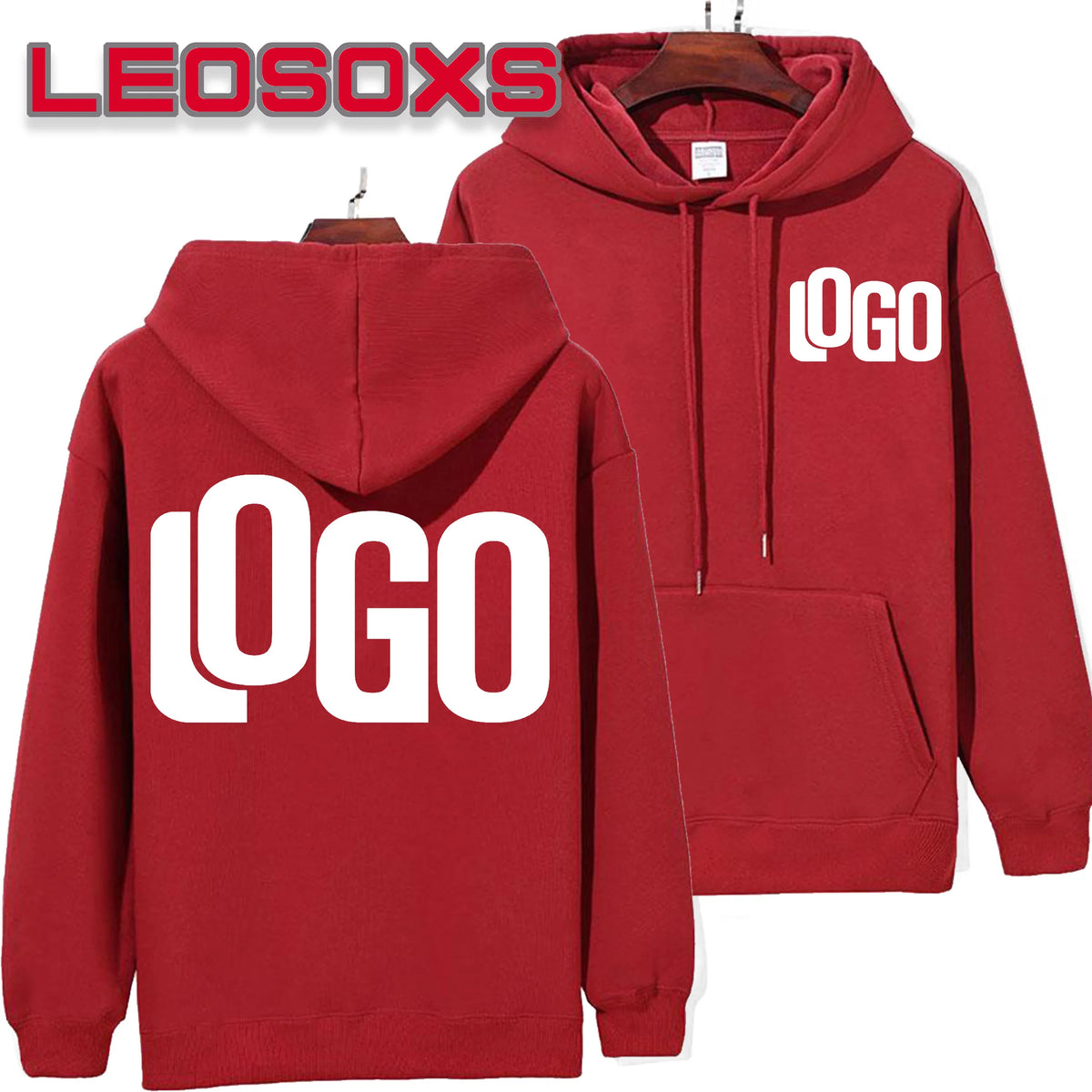 DIY Pattern Custom LOGO 16.9 oz 480 g/m² Heavy Cotton Plus Velvet Hooded Sweater Men's Thick Black Polar Fleece Pullover