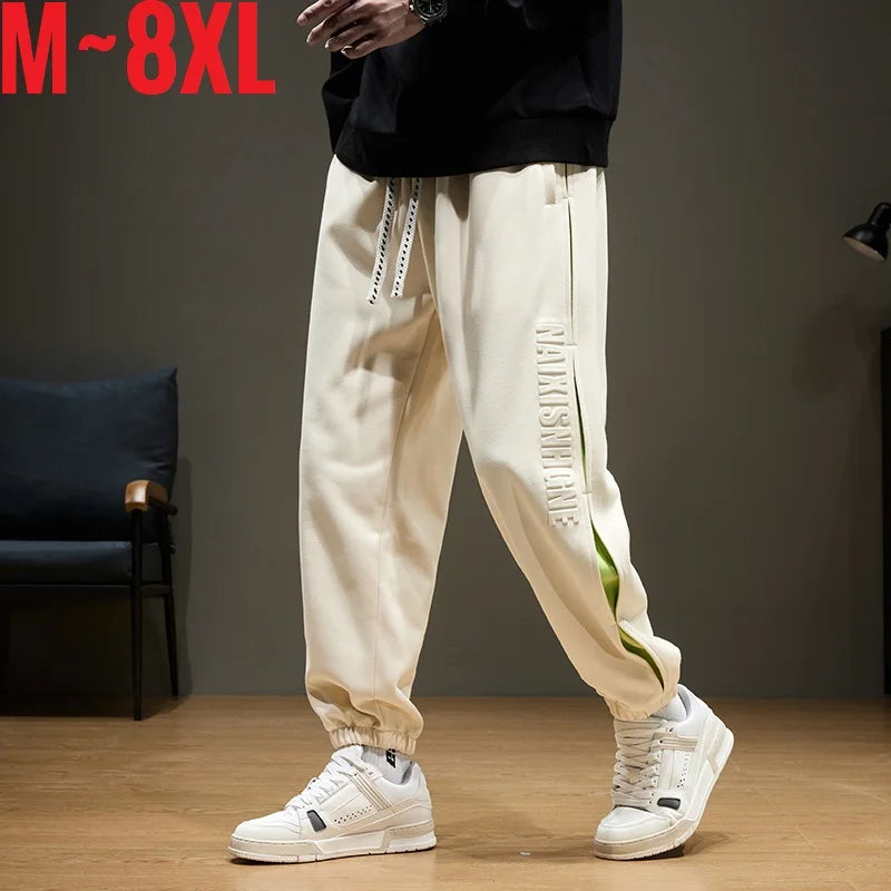 Large Size Men's Sweatpant Loose Fit Baggy Jogger Pants Male Spring Summer Elastic Sport Casual Fashion Trouser Big Large Plus