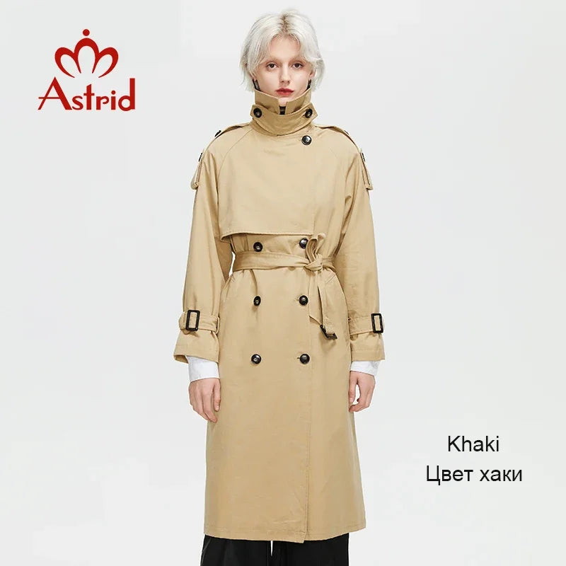 Astrid 2024 Spring Autumn Long Women's Trench Coat Plus Size Windbreaker Double-Breasted Belted Outerwear Overcoat Female Jacket