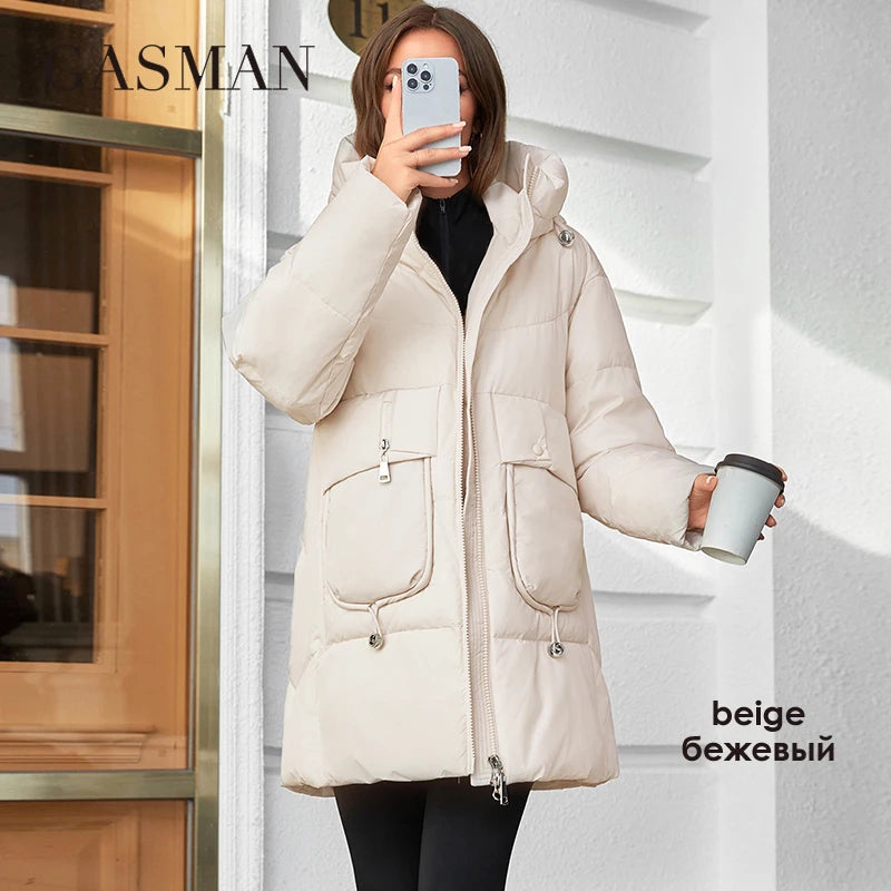 GASMAN 2023 Fashion Hooded Parkas Women's Plus Size Casual Hooded Pocket Women Down Jacket Female Coat Outwear 83367