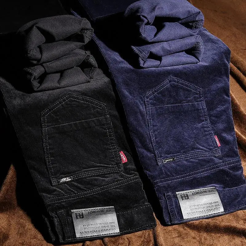 New Arrival Autumn Winter Casual Pants Men's Corduroy Streetwear Straight Stretchable Thick Velvet Pants Men Clothing Trousers