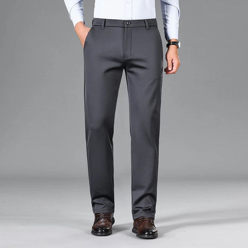 Brand Clothing Summer Thin Suit Pants Men Baggy Straight Business High Waist Work Long Formal Trousers Male Plus Size 40