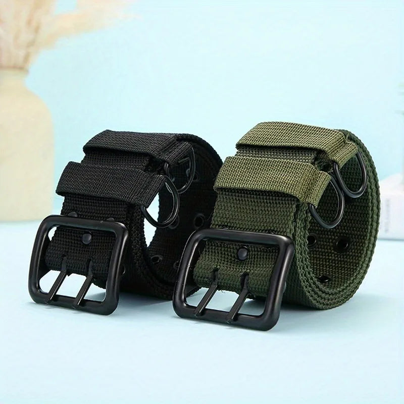 New Wide Double - Layer Canvas Tactical Belt for Men | Outdoor & Casual | All - Size Available | Heavy - Duty for Big and Tall
