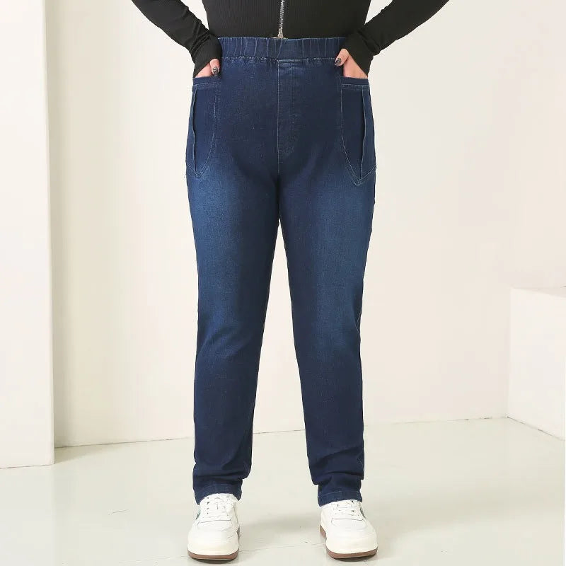 Women Jeans Plus Size Black Pencil Pants 9XL Plus Size Elastic Female High Waisted Stretchy Oversized 8XL 7XL Denim Trousers