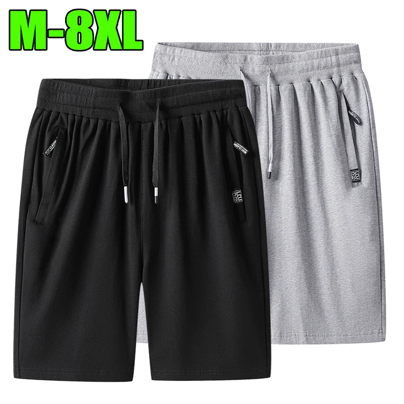 Big&Tall Cotton Shorts Men Plus Size Casual Knit Summer Thin Breathable Sports Shorts Comfortable Running Shorts 6XL 7XL 8XL