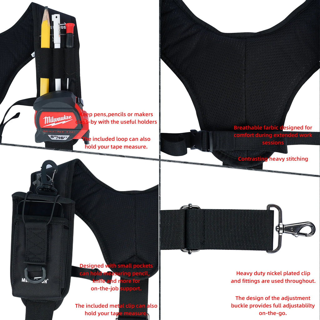 Tool Belt Suspenders Work Belt Suspenders for Men Big and Tall Construction Bag Suspenders Padded Work belt Suspenders