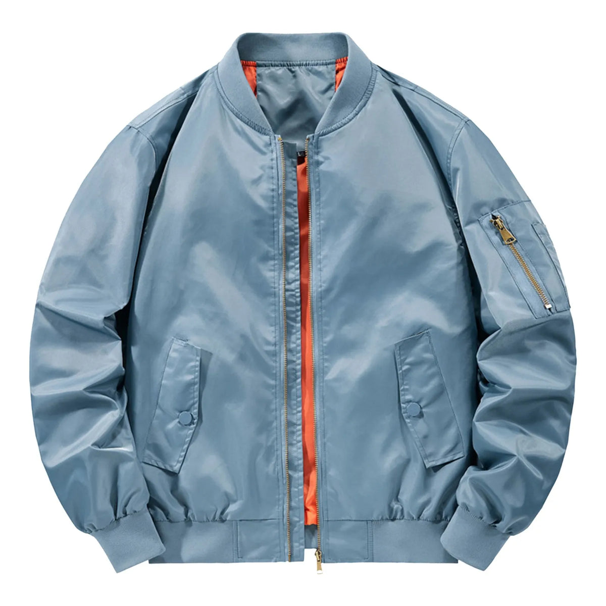 Men'S Leisure Standing Neck Bomber Jacket Spring And Autumn Vintage Long Sleeve Zippered Lightweight Baseball Jacket Coat