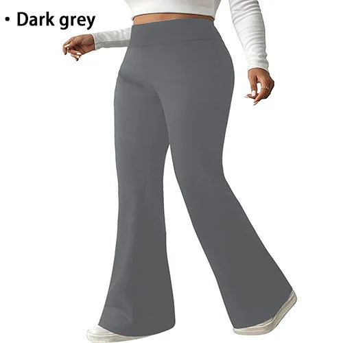 Plus Size Flared Yoga Pants High Waist Tummy Control Wide Leg Elastic Spring Autumn Slim Fitness Leggings