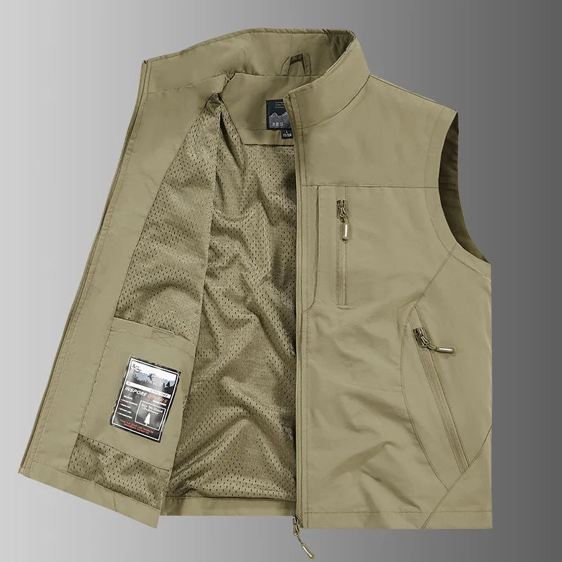 New autumn-winter fashion hooded jacket,men's outdoor stand-up collar functional multi-pocket waterproof and quick-drying jacket