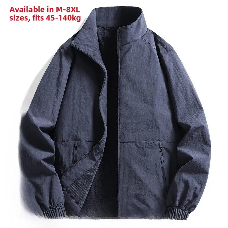 Loose Fit Men's Jacket Casual Thin Breathable Outerwear Spring Autumn New Style Large Size Comfortable Simple Design 8919