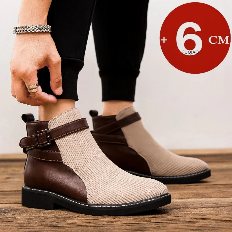 big size Men elevator Chelsea Boots 6CM Height Increase Boots Fashion comfortable Ankle Boots Casual Slip-on Winter Shoes