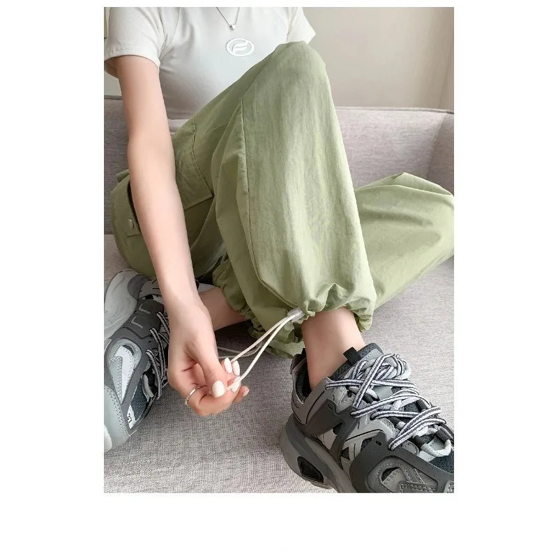 Europeans American Plus Size Cargo Pants Trendy Y2K Streetwear Fashion Wide Leg Pants Women Autumn Casual New Long Trousers