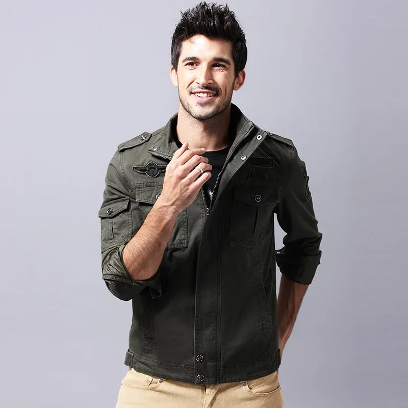 Casual Men's Jacket Autumn Winter New Style Military Workwear Large Size Cotton Jacket Loose Fit Regular Length Casual Style