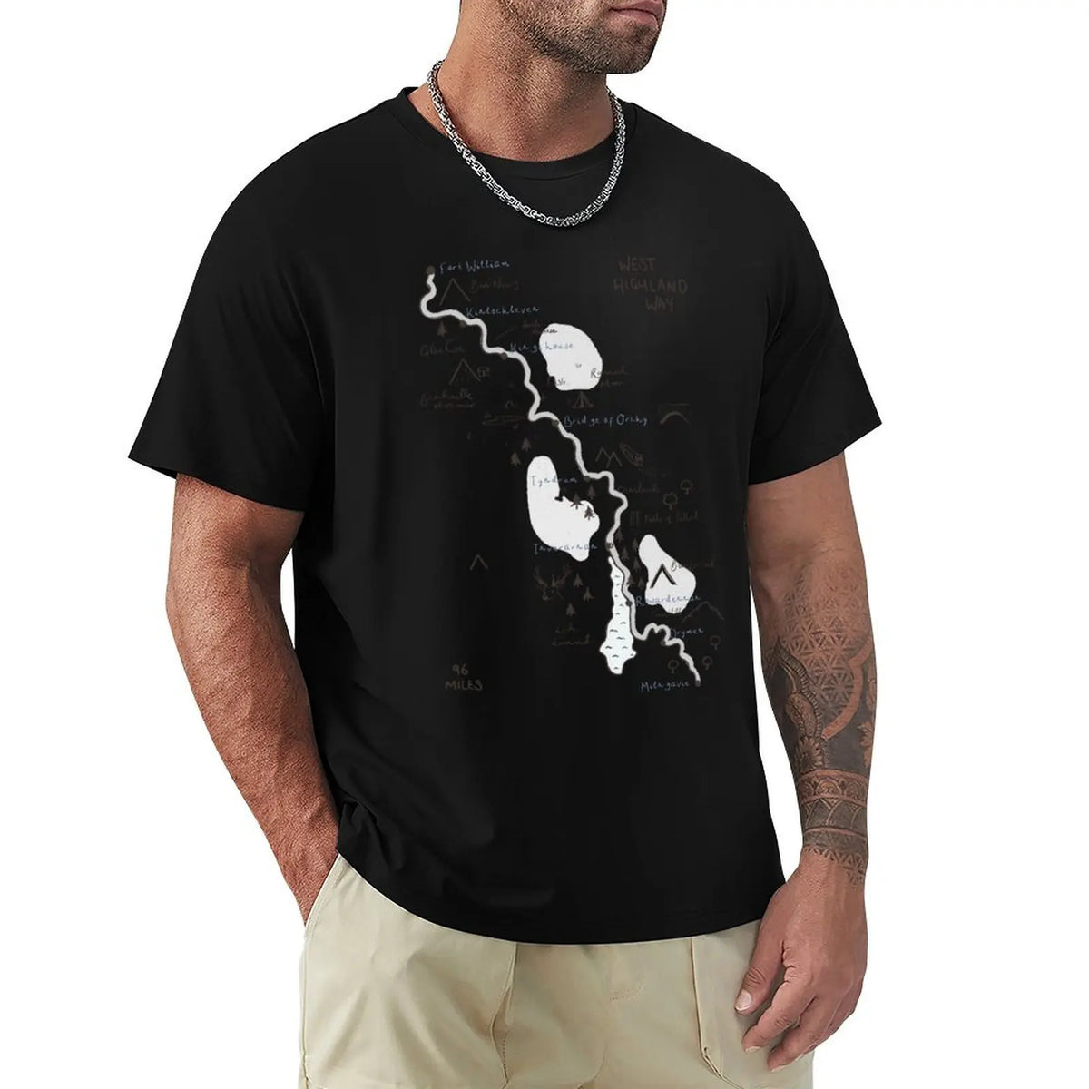West Highland Way Map T-Shirt Big and Tall Loose Fit T-Shirt