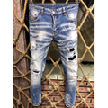 Baggy Jeans For Man Pants Distressed Jeans Trendy Streetwear Slim Straight Leg Stretch Trousers Mens Fashion