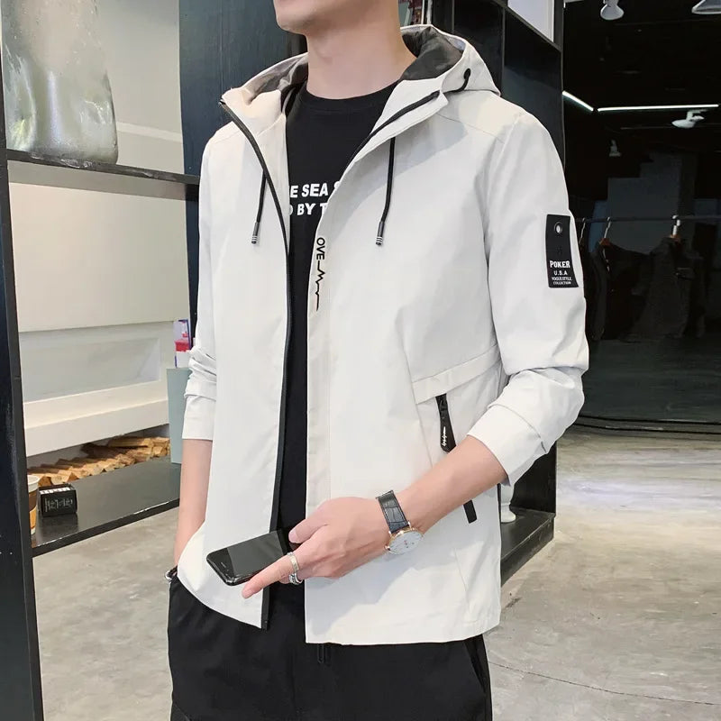 Spring and Autumn New Fashion Solid Color Hooded Large Size Jacket Men's Casual Loose Comfortable High Quality Coat M-5XL 2024