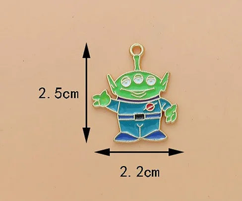 10pcs Cartoon Charm for Jewelry Making Enamel Necklace Keychain Phone Pendant Diy Accessories Alloy Metal Gold ﻿