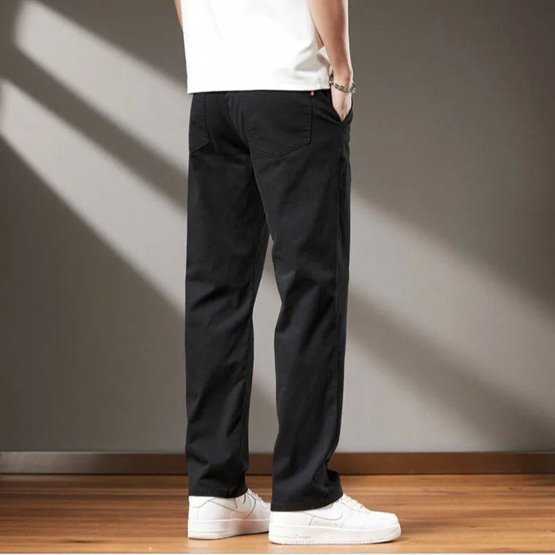 Big Tall 195 190 200 Cm Men's Pants High Waist Straight Trouser Male Cotton Stretch Extra Long Length 120cm 190cm Plus Size 48