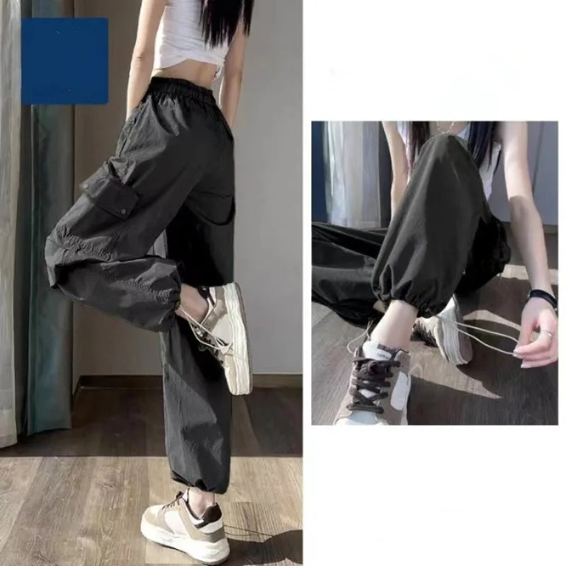 Europeans American Plus Size Cargo Pants Trendy Y2K Streetwear Fashion Wide Leg Pants Women Autumn Casual New Long Trousers