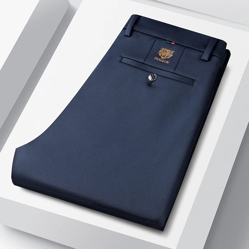 Brand Clothing Summer Thin Suit Pants Men Baggy Straight Business High Waist Work Long Formal Trousers Male Plus Size 40