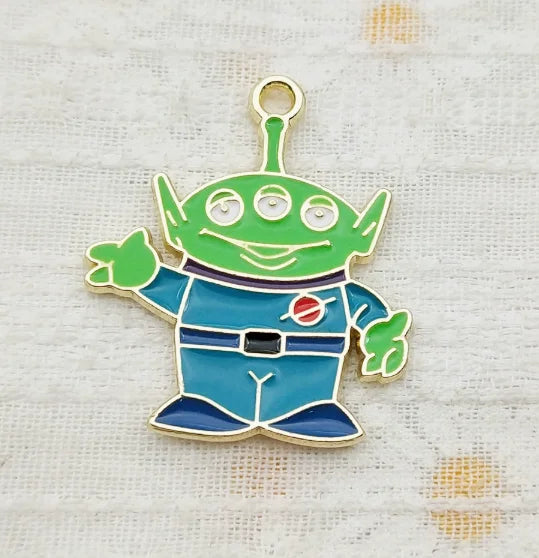 10 pcs Cartoon Charm Pendants Enamel Craft, Perfect for DIY Earrings, Bracelets, Neck Handmade Craft Supplie