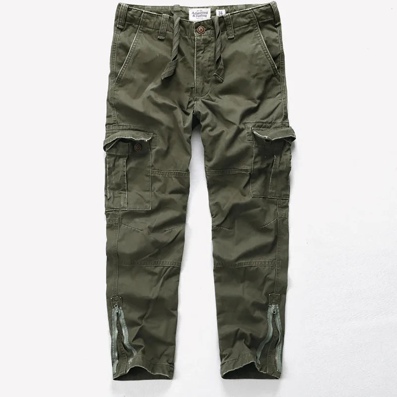 Four Seasons New American Retro Men's Sports Pants Camouflage Cotton Wash Water Men's Pants Loose Straight Work Pants A002