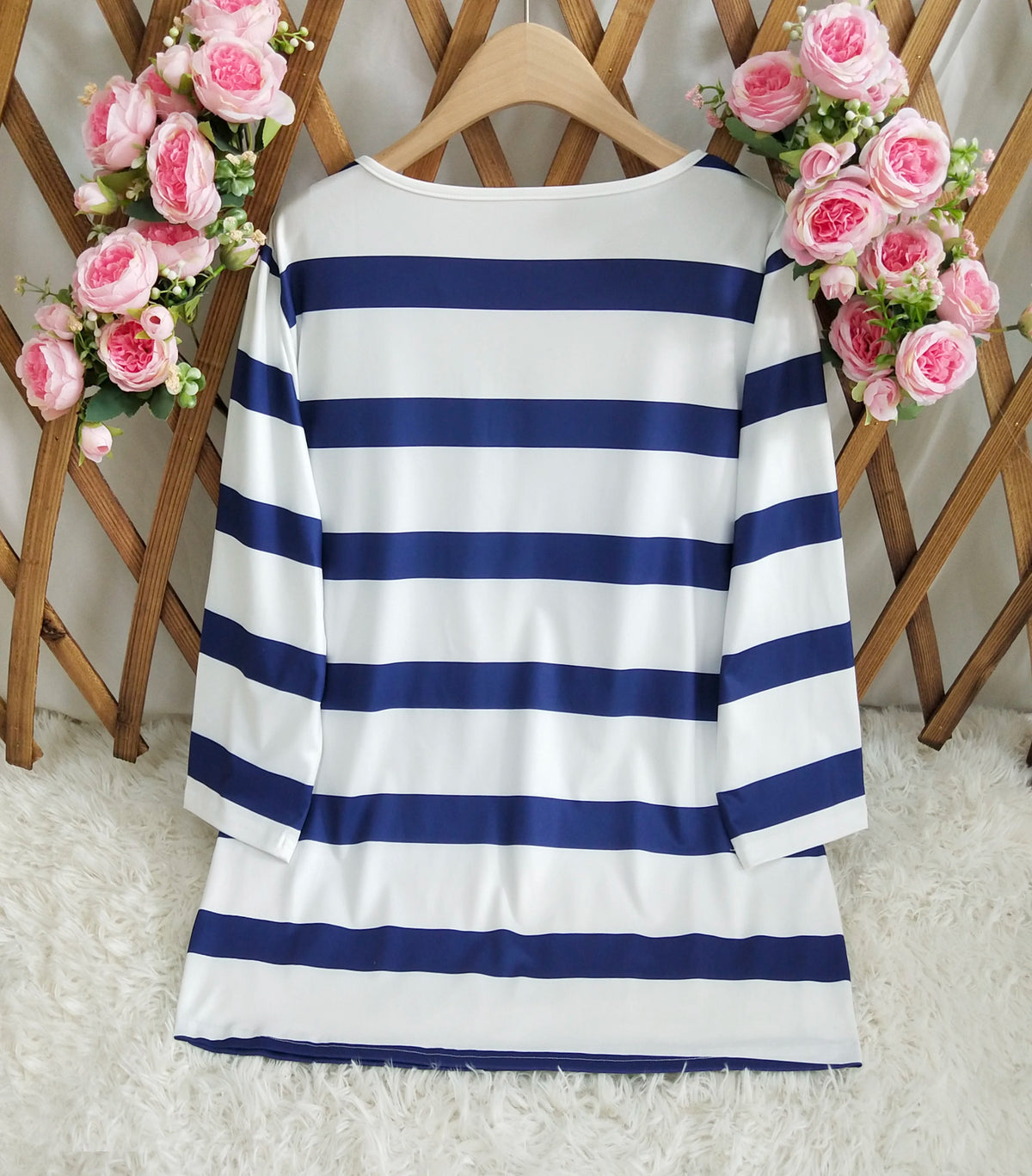 Ladies' striped and printed half-button placket large-size long-sleeved T-shirt, fashionable, elegant, casual, warm long-sleeved