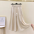 Summer Women Pants Large Size 8XL 150KG Silk Cotton Wide-leg Thin Ethnic Elastic High Waist Calf-Length Casual Female Trousers