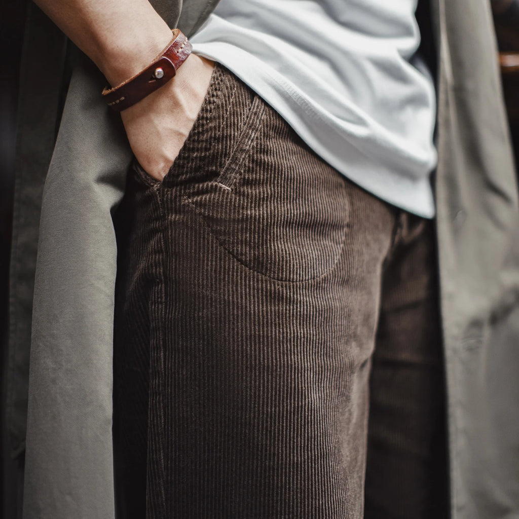 Maden Corduroy Pants for Men Thick Warm Wide Leg Straight Trousers Autumn Winter Retro Casual Brown Corduroy Long Pants