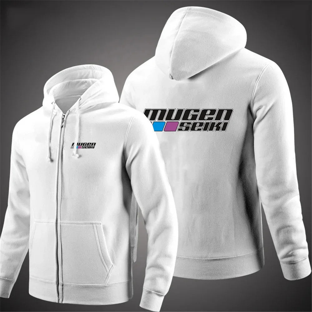 2025 Solid Color Hoodie Spring and Autumn Comfortable Jacket Men's Mugen Seiki Logo Printed Casual Hoodie Zipper Hoodie