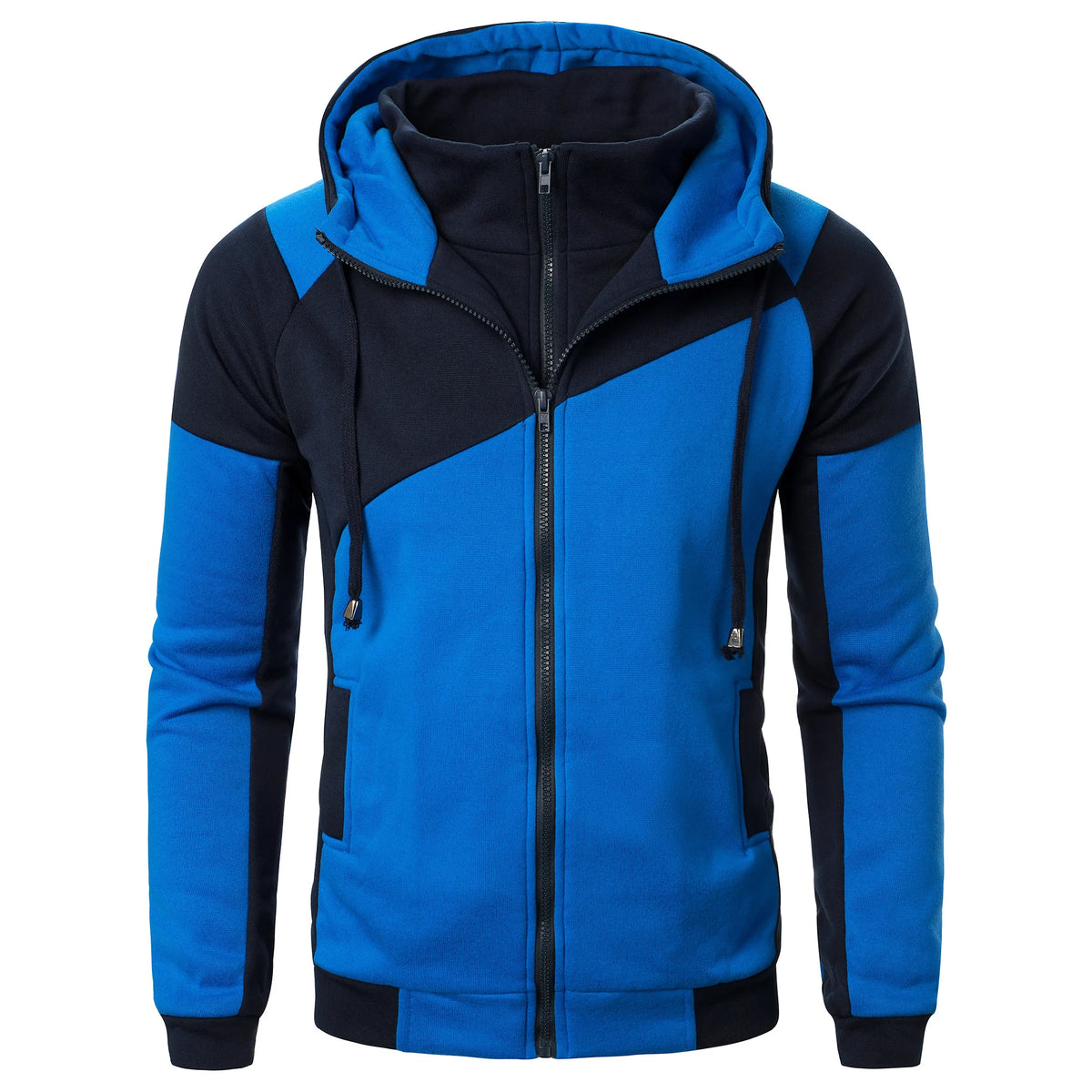 Autumn and winter sports spliced top casual long sleeve hooded sports men's style