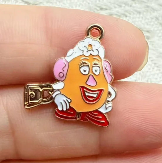 10pcs Cartoon Charm for Jewelry Making Enamel Necklace Keychain Phone Pendant Diy Accessories Alloy Metal Gold ﻿