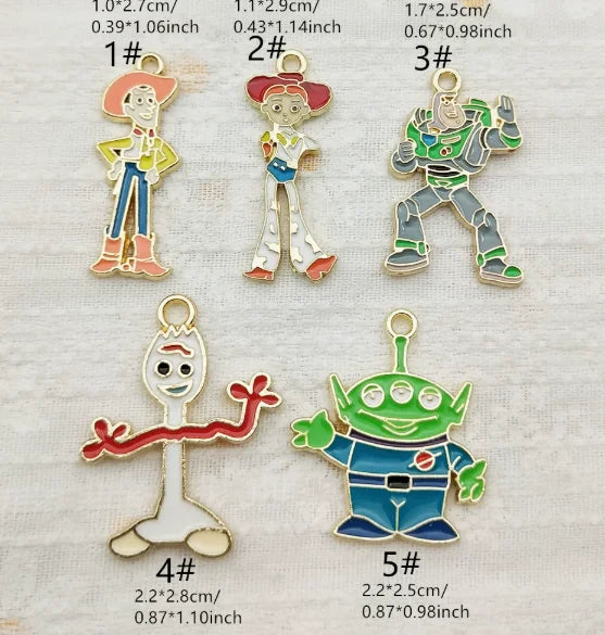 10 pcs Cartoon Charm Pendants Enamel Craft, Perfect for DIY Earrings, Bracelets, Neck Handmade Craft Supplie