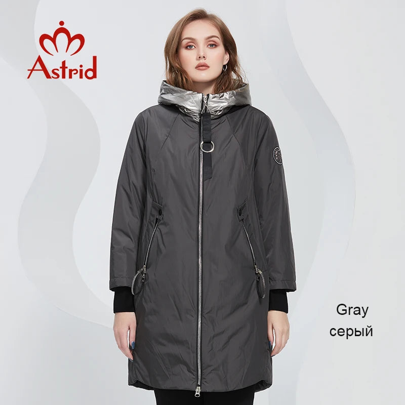Astrid 2022 Spring coats Women parkas plus size Long warm zipper hooded pockets padded clothing Women's Jacket outerwear AM-9349